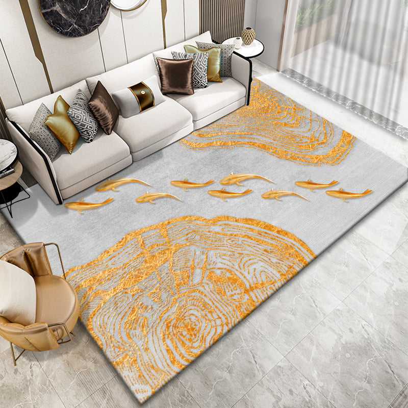 Classic Abstract Rug Multi Color Steampunk Area Carpet Cotton Blend Anti-Slip Backing Easy Care Rug for Living Room Dark Gold Clearhalo 'Area Rug' 'Rug' 2215330