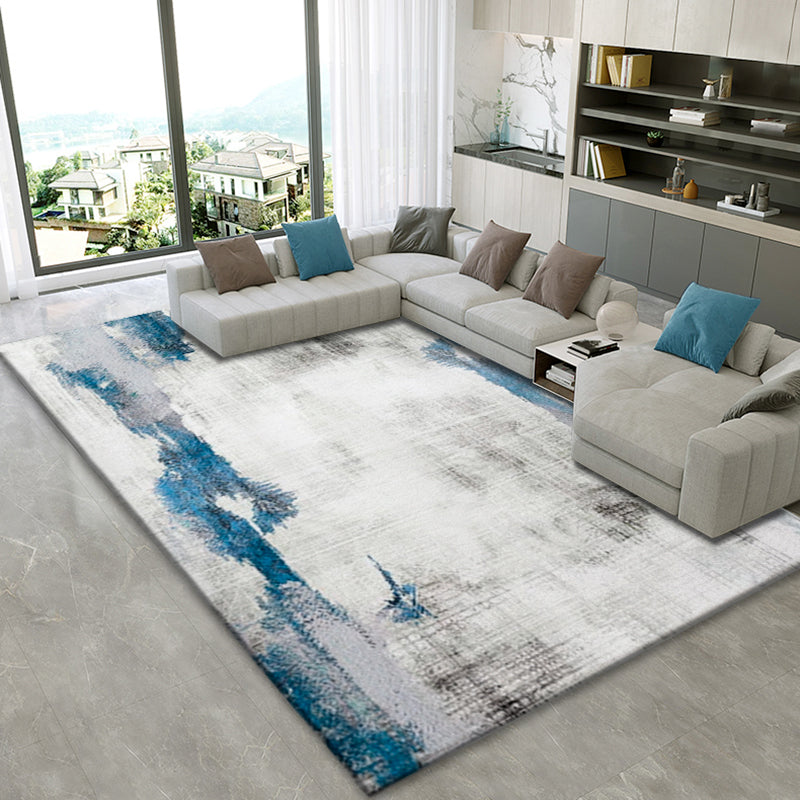 Classic Abstract Rug Multi Color Steampunk Area Carpet Cotton Blend Anti-Slip Backing Easy Care Rug for Living Room Gray-Blue Clearhalo 'Area Rug' 'Rug' 2215348