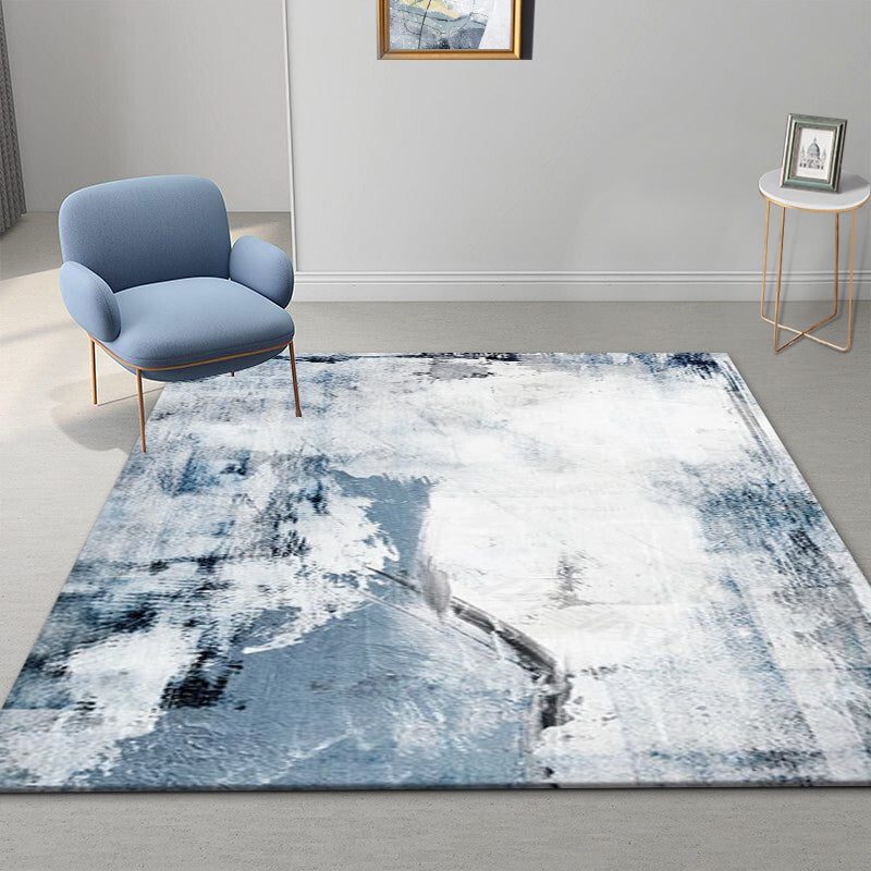 Modern Abstract Patterned Rug Multi-Color Cotton Blend Area Rug Anti-Slip Backing Washable Carpet for Decor Light Blue Clearhalo 'Area Rug' 'Rug' 2215353