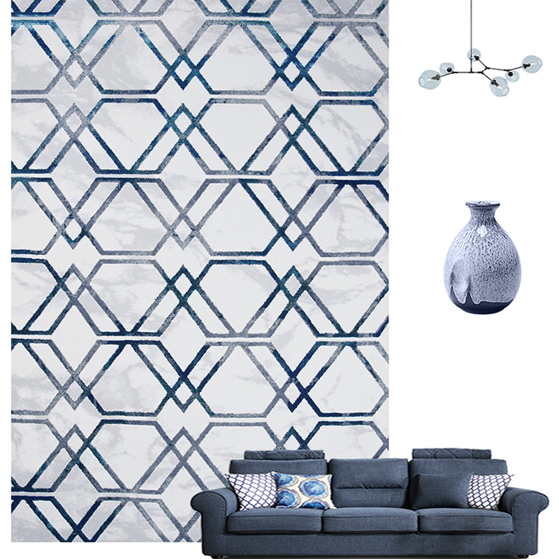 Industrial Abstract Print Rug Multi-Color Cotton Blend Area Carpet Pet Friendly Easy Care Indoor Rug for Living Room Dark Blue-Gray Clearhalo 'Area Rug' 'Rug' 2215396