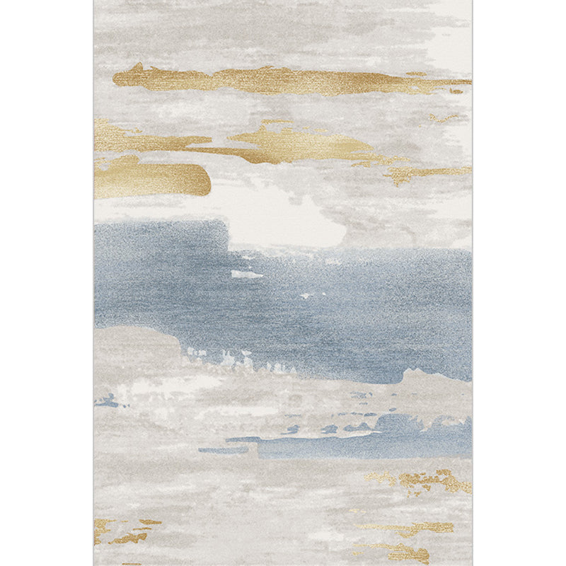 Modern Abstract Print Rug Multi-Color Cotton Blend Area Carpet Non-Slip Backing Machine Washable Rug for Parlor Gray-Blue Clearhalo 'Area Rug' 'Rug' 2215453