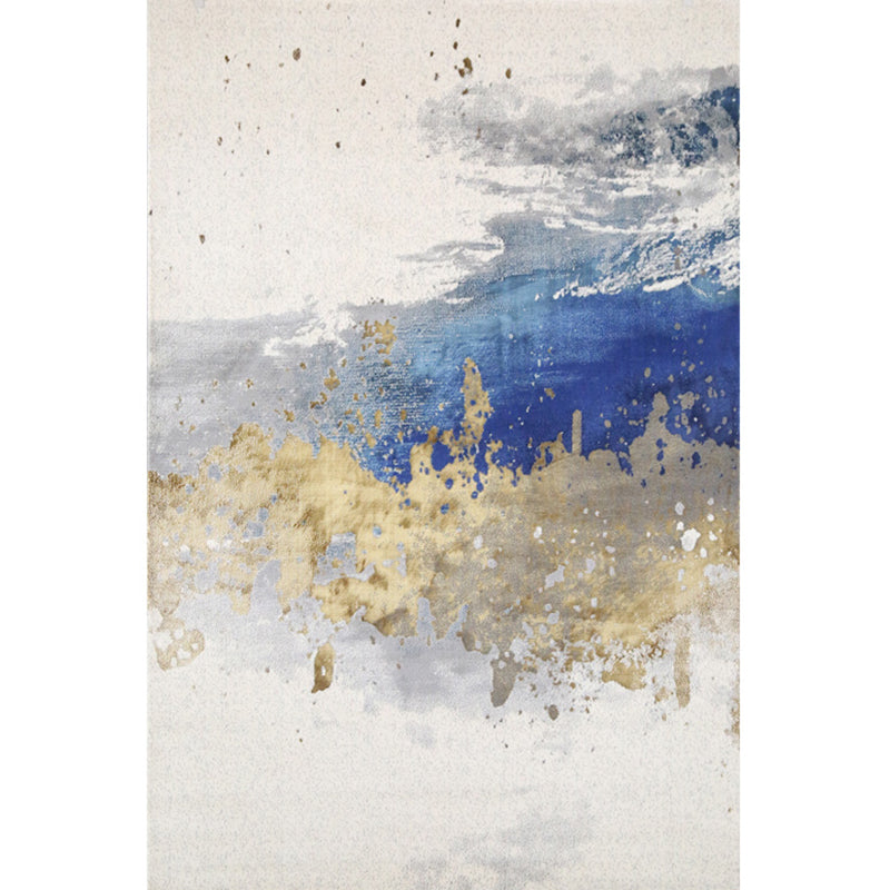 Multicolor Contemporary Rug Cotton Blend Abstract Pattern Area Carpet Machine Washable Non-Slip Rug for Living Room Dark Blue Clearhalo 'Area Rug' 'Rug' 2215500