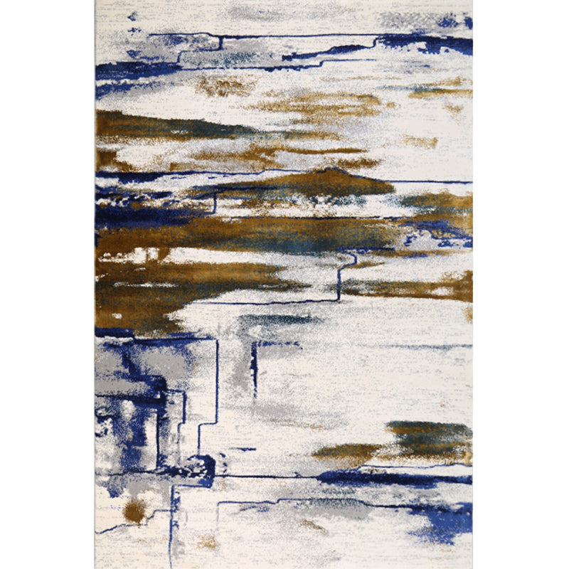 Multicolor Contemporary Rug Cotton Blend Abstract Pattern Area Carpet Machine Washable Non-Slip Rug for Living Room Blue-Brown Clearhalo 'Area Rug' 'Rug' 2215504