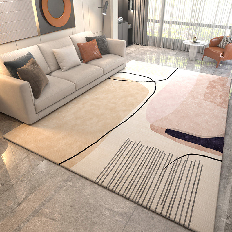 Multi Color Abstract Print Rug Cotton Blend Funky Rug Pet Friendly Easy Care Area Carpet for Living Room Pink-Yellow Clearhalo 'Area Rug' 'Rug' 2215587