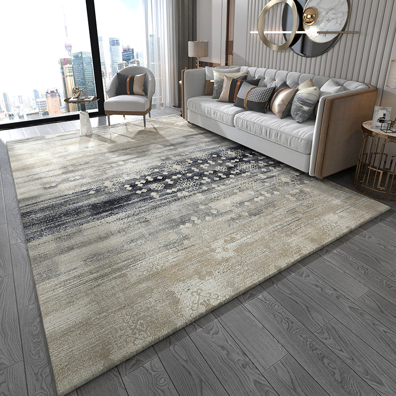 Multi Color Abstract Print Rug Cotton Blend Funky Rug Pet Friendly Easy Care Area Carpet for Living Room Gray-Black Clearhalo 'Area Rug' 'Rug' 2215590