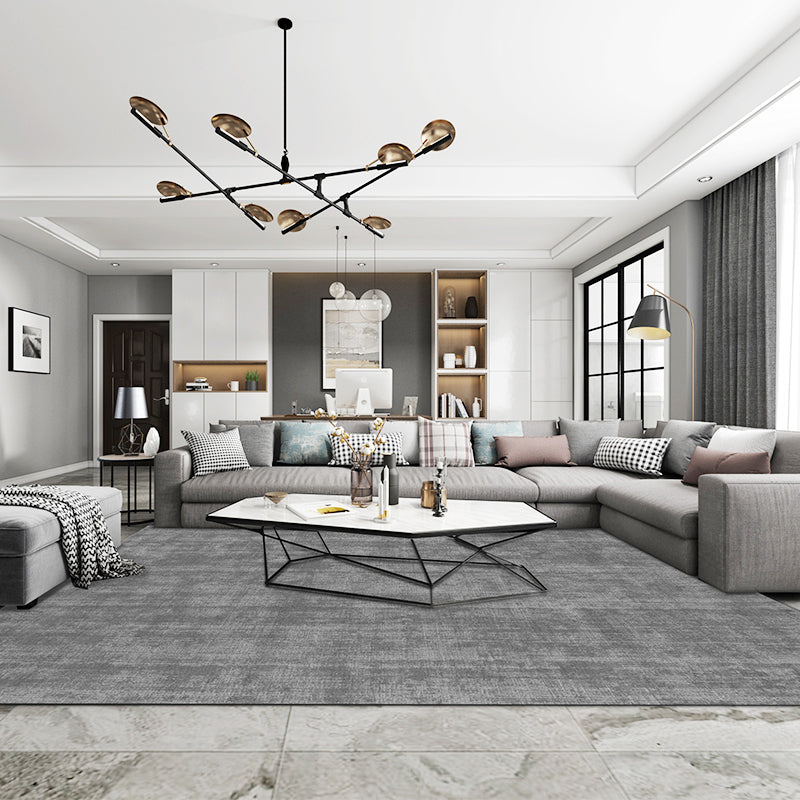 Luxe Home Decoration Rug Multi Color Solid Color Carpet Cotton Blend Non-Slip Backing Washable Rug Dark Gray Clearhalo 'Area Rug' 'Rug' 2215602