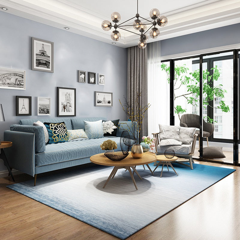 Minimalist Transitional Rug Multi Color Cotton Blend Carpet Anti-Slip Backing Machine Washable Area Rug for Parlor Blue Clearhalo 'Area Rug' 'Rug' 2215608