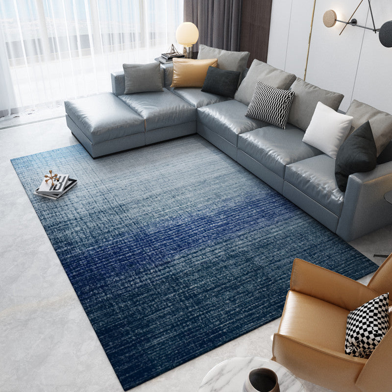 Minimalist Transitional Rug Multi Color Cotton Blend Carpet Anti-Slip Backing Machine Washable Area Rug for Parlor Dark Blue Clearhalo 'Area Rug' 'Rug' 2215612