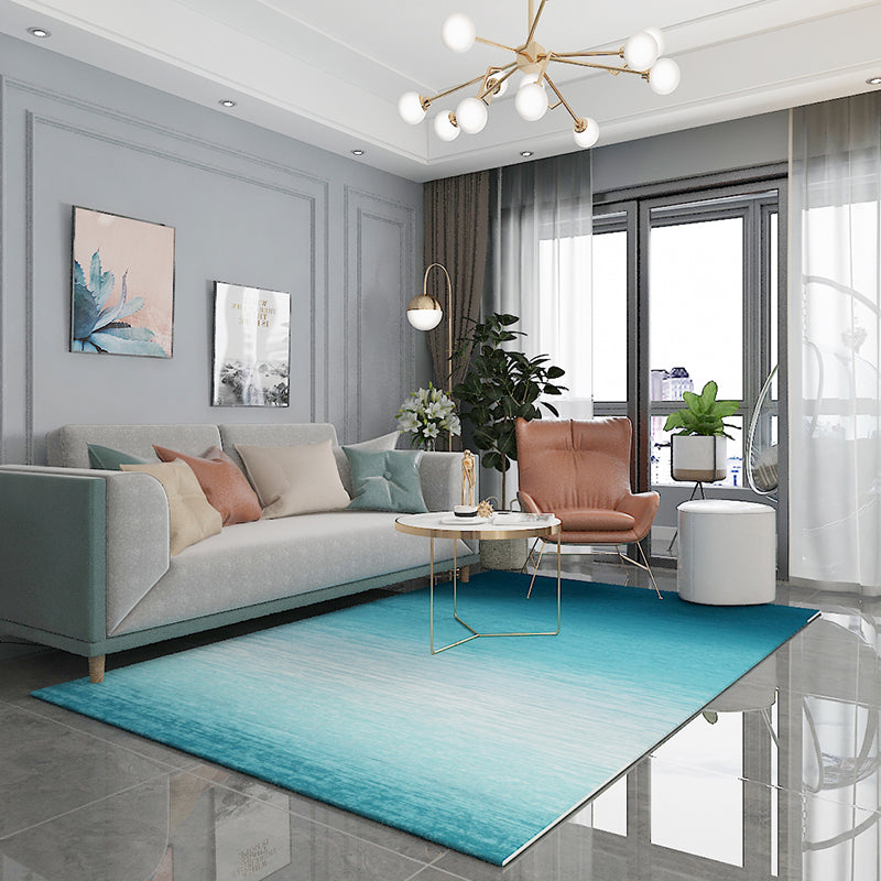 Minimalist Transitional Rug Multi Color Cotton Blend Carpet Anti-Slip Backing Machine Washable Area Rug for Parlor Lake Blue Clearhalo 'Area Rug' 'Rug' 2215614