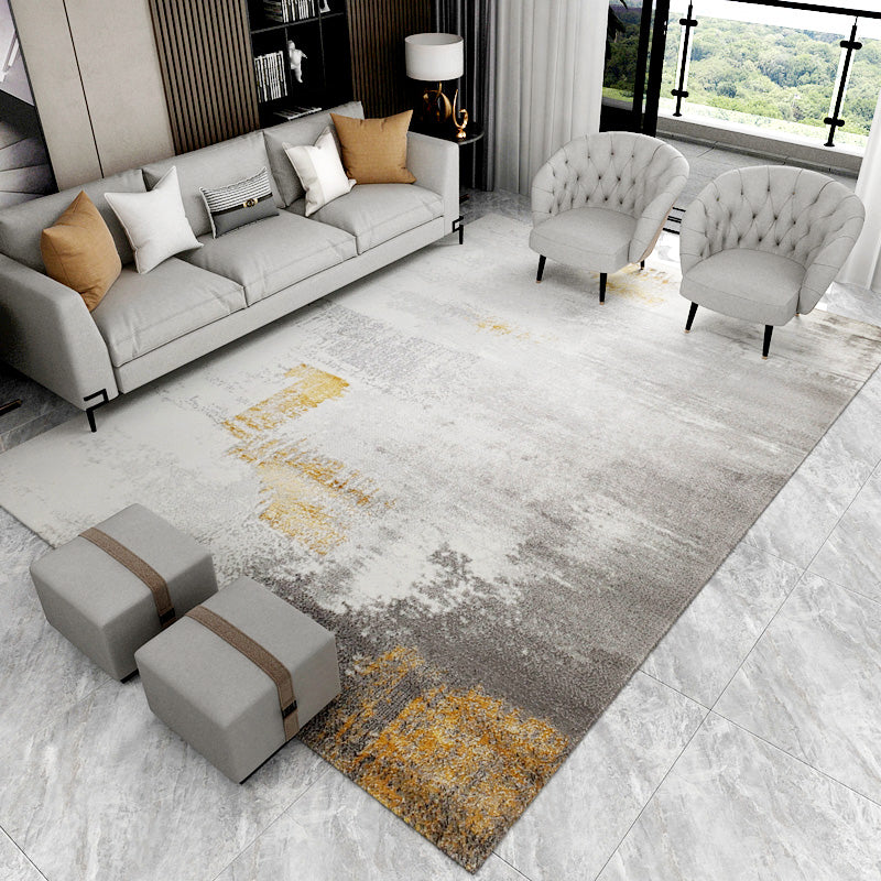 Contemporary Parlor Rug Multi Color Abstract Printed Carpet Cotton Blend Non-Slip Backing Washable Indoor Rug Light Gray-White Clearhalo 'Area Rug' 'Rug' 2215627