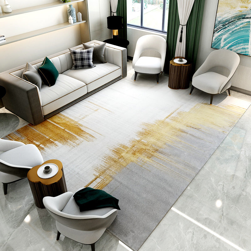 Contemporary Parlor Rug Multi Color Abstract Printed Carpet Cotton Blend Non-Slip Backing Washable Indoor Rug White-Gray Clearhalo 'Area Rug' 'Rug' 2215629