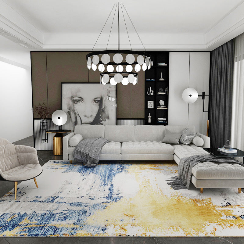 Contemporary Parlor Rug Multi Color Abstract Printed Carpet Cotton Blend Non-Slip Backing Washable Indoor Rug Blue Clearhalo 'Area Rug' 'Rug' 2215636