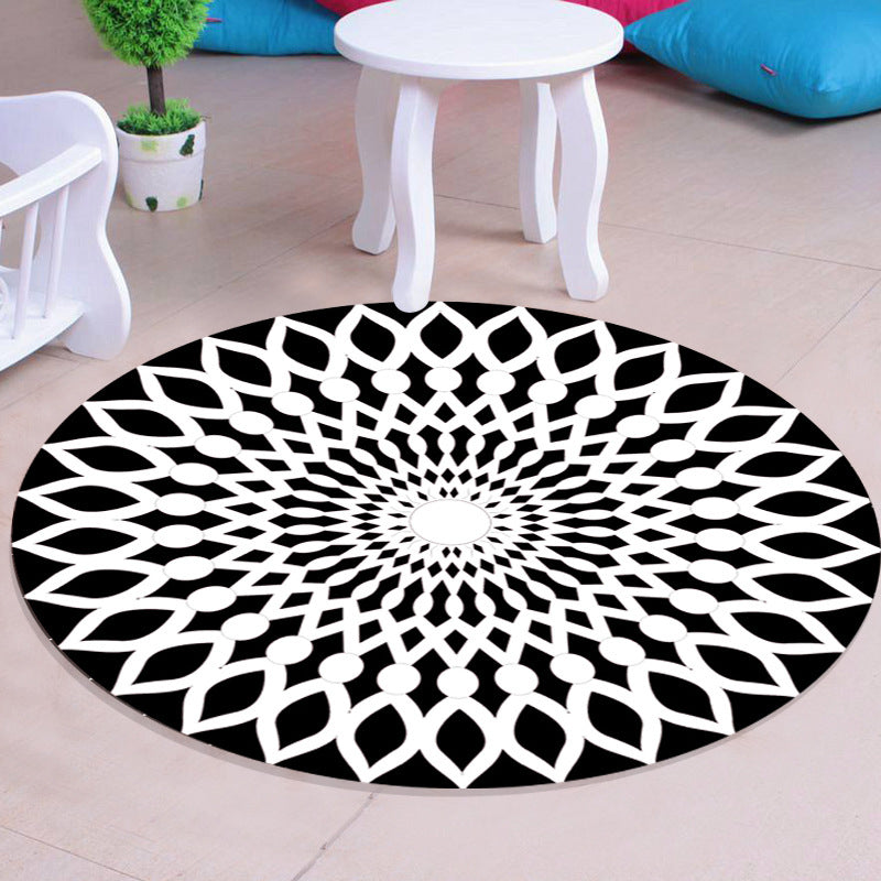 Multi Colored Unique Rug Synthetics 3D Geometric Print Carpet Non-Slip Backing Pet Friendly Rug for Bedroom White Clearhalo 'Area Rug' 'Rug' 2215708