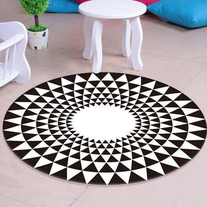 Multi Colored Unique Rug Synthetics 3D Geometric Print Carpet Non-Slip Backing Pet Friendly Rug for Bedroom Cream Clearhalo 'Area Rug' 'Rug' 2215712