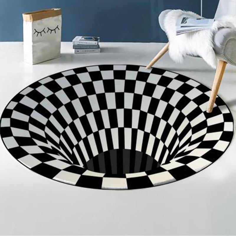 Multi Colored Unique Rug Synthetics 3D Geometric Print Carpet Non-Slip Backing Pet Friendly Rug for Bedroom Black Clearhalo 'Area Rug' 'Rug' 2215713