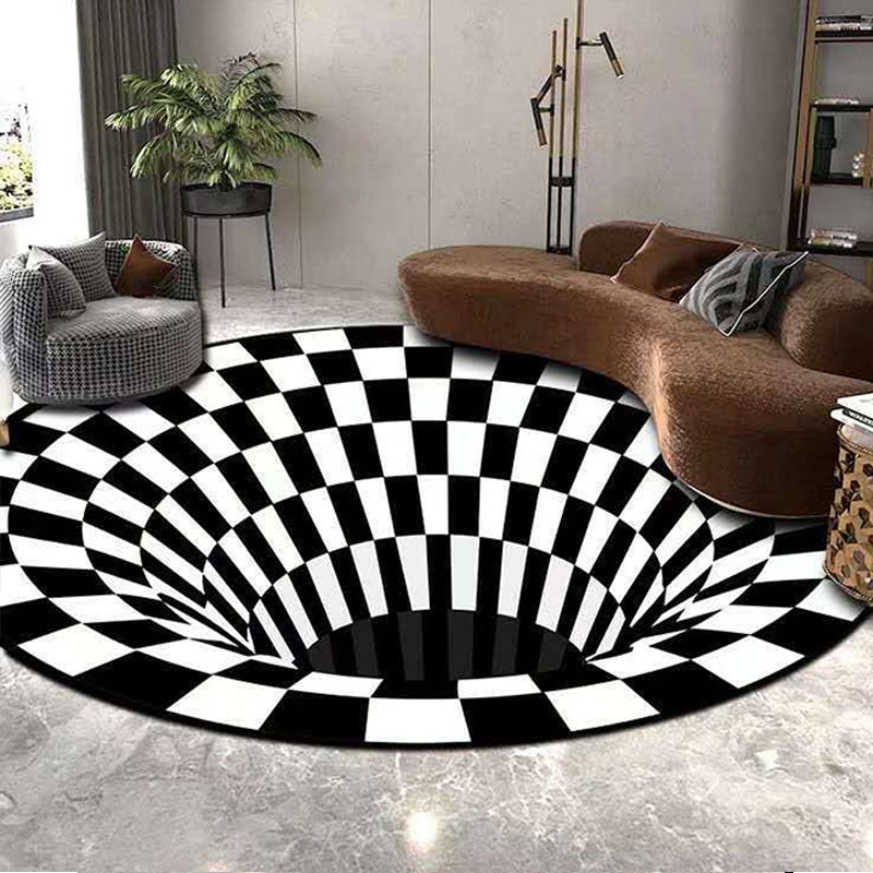 Scandinavian Decoration Rug Multi Colored 3D Plaid Print Carpet Polypropylene Easy Care Machine Washable Rug Black Clearhalo 'Area Rug' 'Rug' 2215726