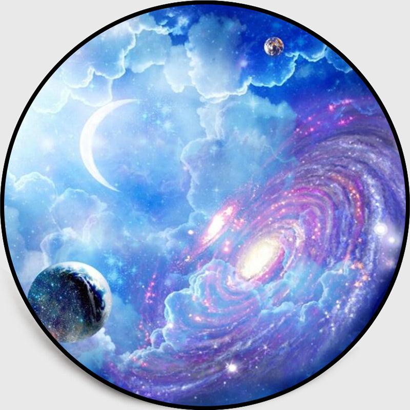 Casual Purple-Blue Creative Rug Polypropylene 3D Universe Area Carpet Non-Slip Backing Washable Rug for Home Purplish Blue Clearhalo 'Area Rug' 'Rug' 2215773