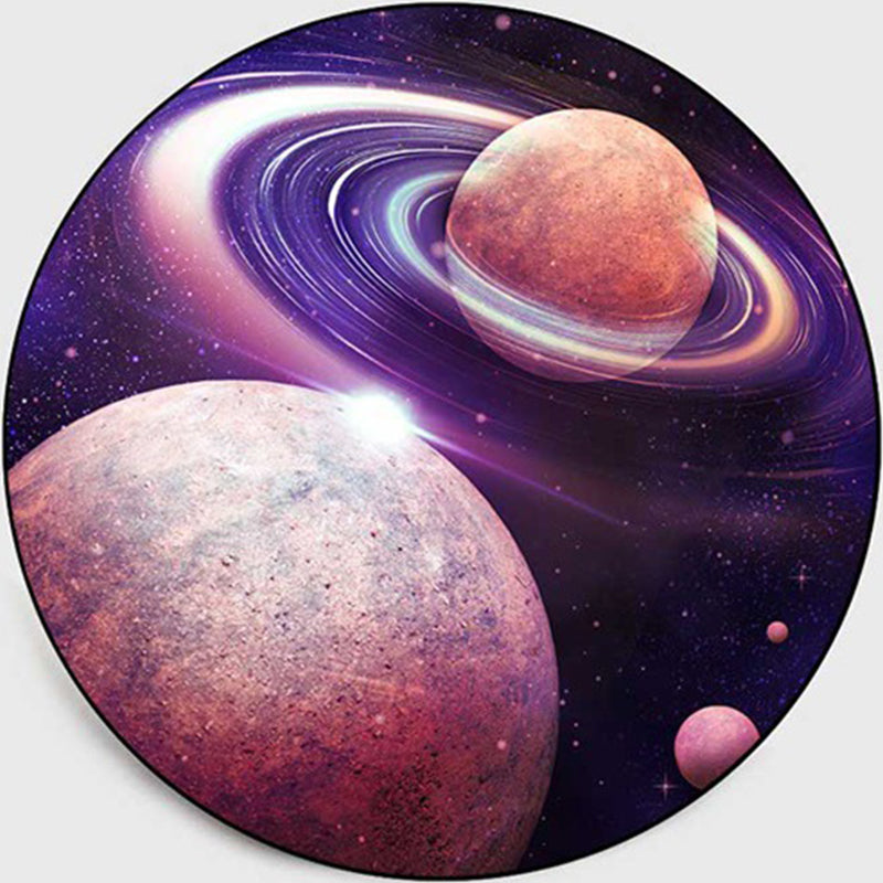 Multi-Color Childrens Room Rug Contemporary Space 3D Printed Area Rug Polyster Non-Slip Washable Carpet Purple Clearhalo 'Area Rug' 'Rug' 2215811