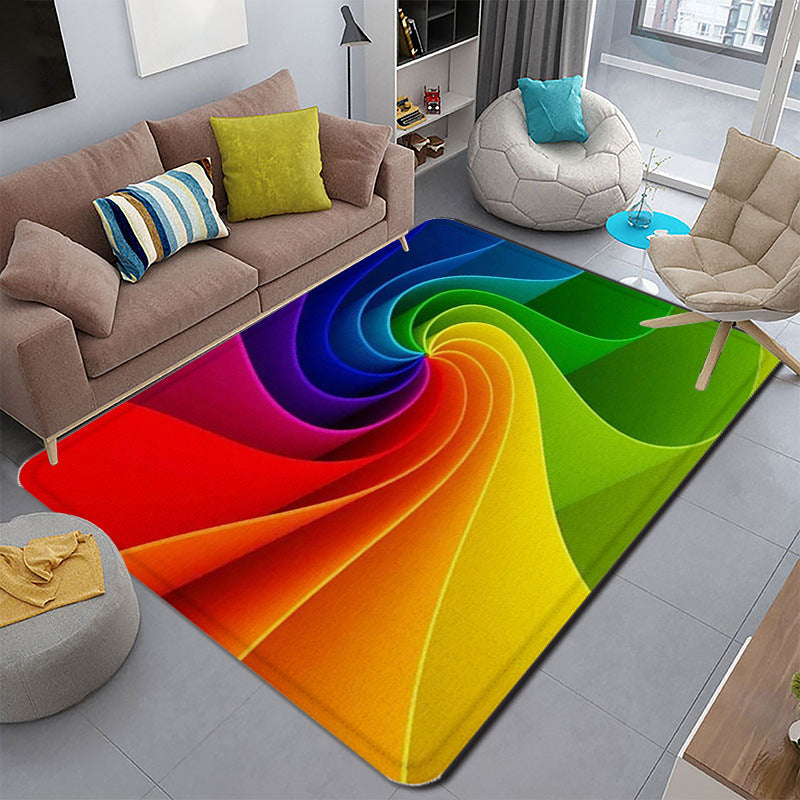 Funky Living Room Rug Multi-Colored Cartoon 3D Print Carpet Synthetics Anti-Slip Backing Stain-Resistant Rug Yellow Clearhalo 'Area Rug' 'Rug' 2215866