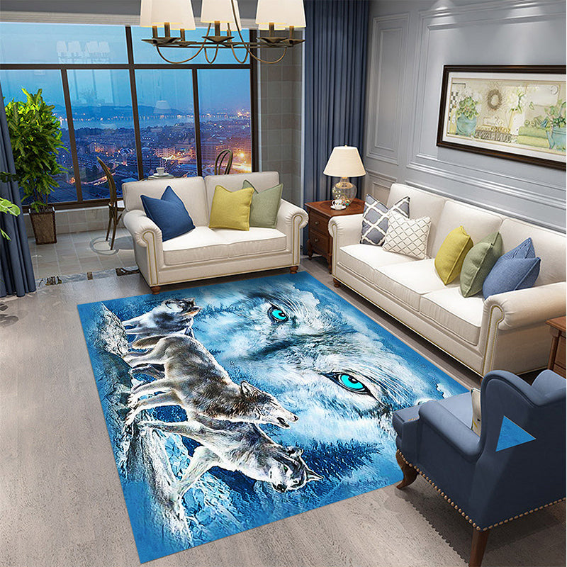 Multi-Colored Kids Room Rug Unique 3D Animal Area Rug Polyster Pet Friendly Non-Slip Washable Carpet Blue Clearhalo 'Area Rug' 'Rug' 2215879