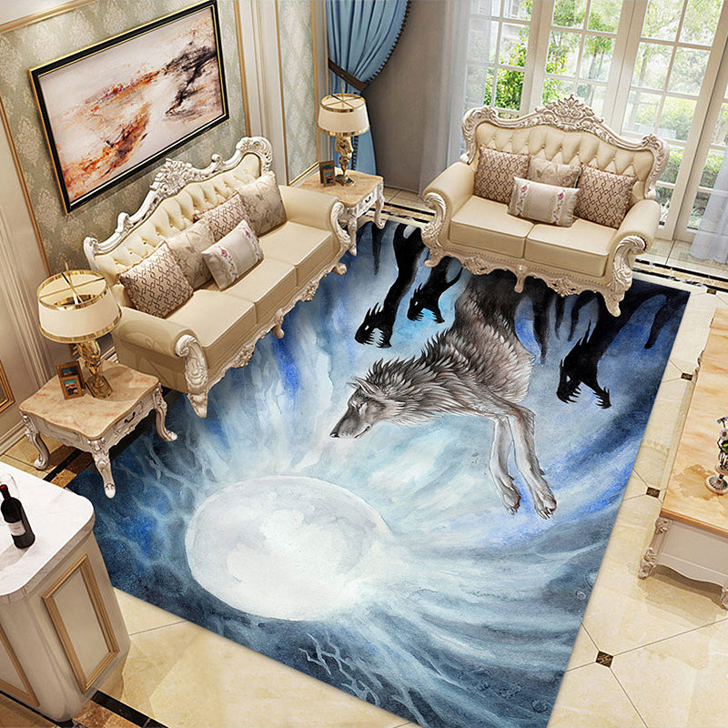 Multi-Colored Kids Room Rug Unique 3D Animal Area Rug Polyster Pet Friendly Non-Slip Washable Carpet Gray Blue Clearhalo 'Area Rug' 'Rug' 2215880