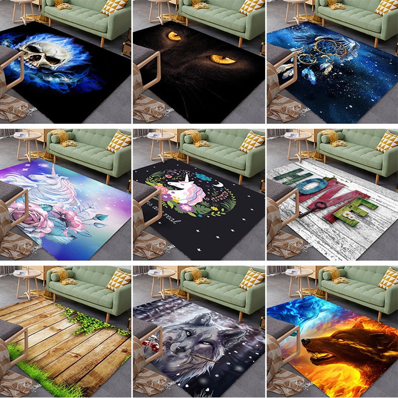 Multi Colored Relaxing Rug Cotton Blend Cartoon Pattern Indoor Rug Machine Washable Anti-Slip Rug for Decor Clearhalo 'Area Rug' 'Rug' 2215904