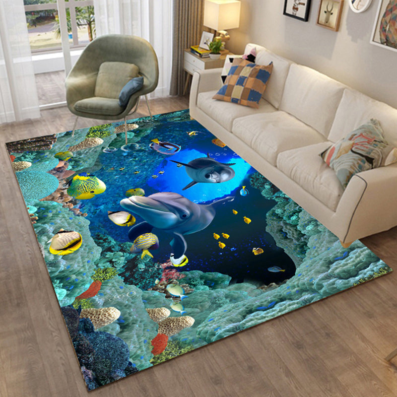 Multi Colored Relaxing Rug Cotton Blend Cartoon Pattern Indoor Rug Machine Washable Anti-Slip Rug for Decor Clearhalo 'Area Rug' 'Rug' 2215918