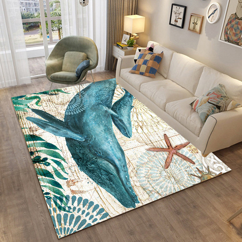 Multi Colored Relaxing Rug Cotton Blend Cartoon Pattern Indoor Rug Machine Washable Anti-Slip Rug for Decor Lake Green Clearhalo 'Area Rug' 'Rug' 2215919