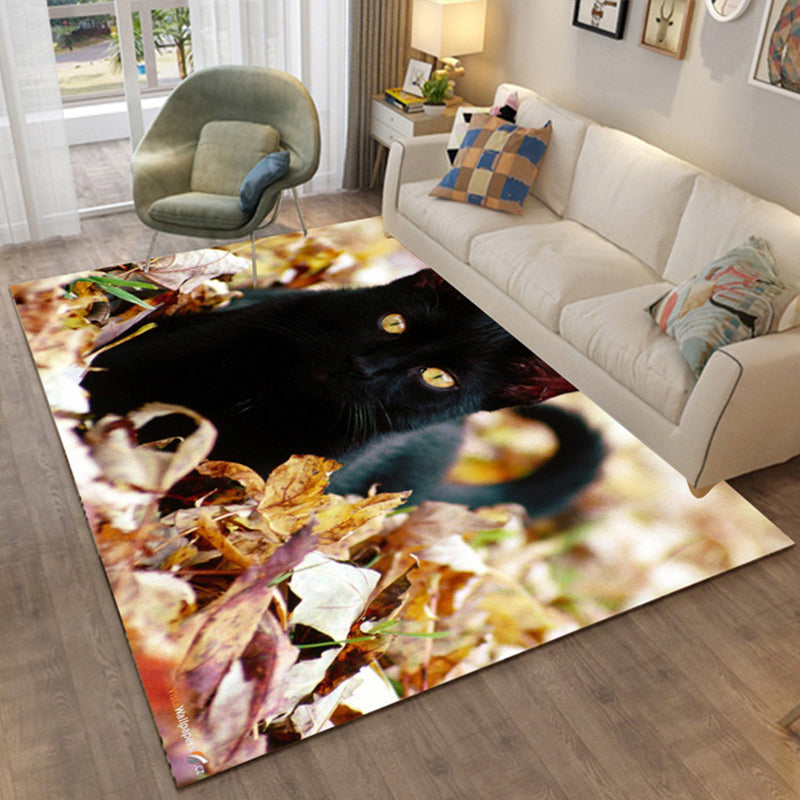 Multi Colored Relaxing Rug Cotton Blend Cartoon Pattern Indoor Rug Machine Washable Anti-Slip Rug for Decor Black Clearhalo 'Area Rug' 'Rug' 2215921
