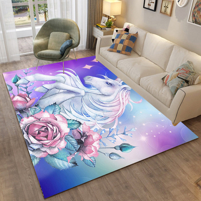 Multi Colored Relaxing Rug Cotton Blend Cartoon Pattern Indoor Rug Machine Washable Anti-Slip Rug for Decor Purple-Pink Clearhalo 'Area Rug' 'Rug' 2215929