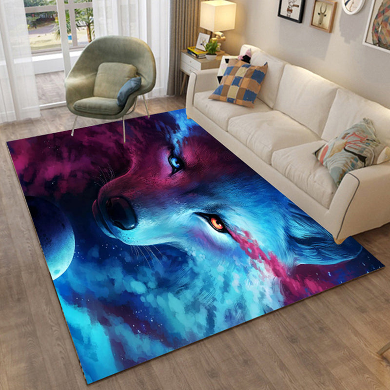 Multi Colored Relaxing Rug Cotton Blend Cartoon Pattern Indoor Rug Machine Washable Anti-Slip Rug for Decor Blue Clearhalo 'Area Rug' 'Rug' 2215931