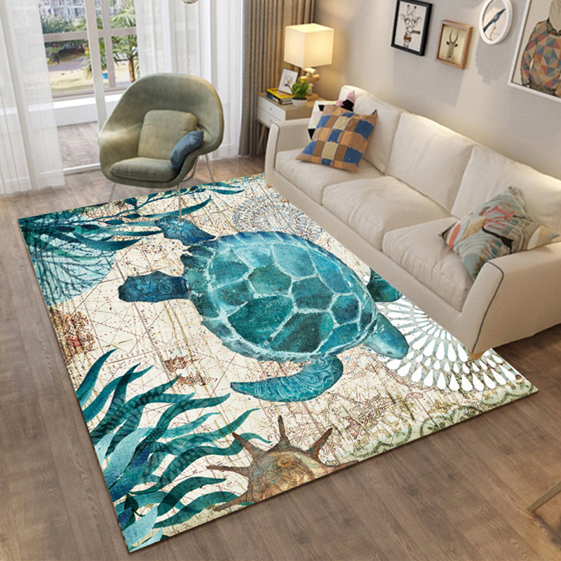 Multi Colored Relaxing Rug Cotton Blend Cartoon Pattern Indoor Rug Machine Washable Anti-Slip Rug for Decor Lake Blue Clearhalo 'Area Rug' 'Rug' 2215936