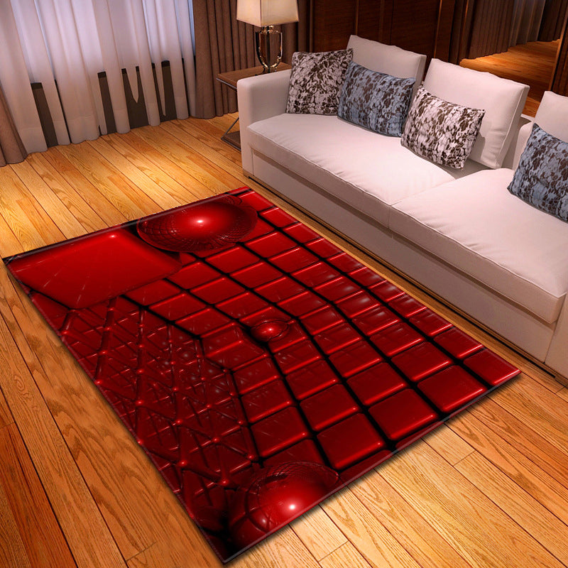 Contemporary Decoration Rug Multicolored 3D Colorblock Carpet Synthetics Easy Care Anti-Slip Stain-Resistant Rug Dark Red Clearhalo 'Area Rug' 'Rug' 2215951