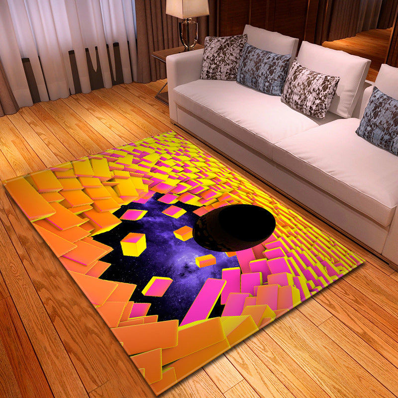 Contemporary Decoration Rug Multicolored 3D Colorblock Carpet Synthetics Easy Care Anti-Slip Stain-Resistant Rug Yellow-Pink Clearhalo 'Area Rug' 'Rug' 2215954