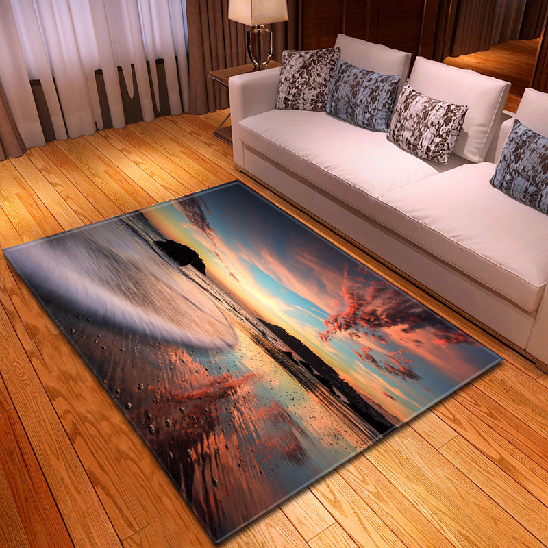 Multi Colored Beach Print Rug Polypropylene Trendy Area Carpet Non-Slip Backing Pet Friendly Rug for Parlor Clearhalo 'Area Rug' 'Rug' 2215957