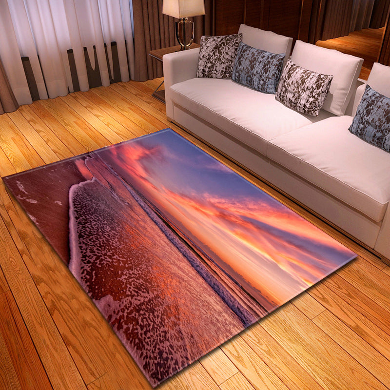 Multi Colored Beach Print Rug Polypropylene Trendy Area Carpet Non-Slip Backing Pet Friendly Rug for Parlor Orange Pink Clearhalo 'Area Rug' 'Rug' 2215958
