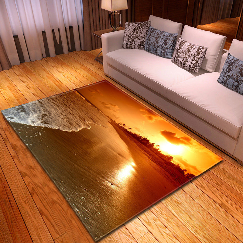 Multi Colored Beach Print Rug Polypropylene Trendy Area Carpet Non-Slip Backing Pet Friendly Rug for Parlor Yellow-Red Clearhalo 'Area Rug' 'Rug' 2215959