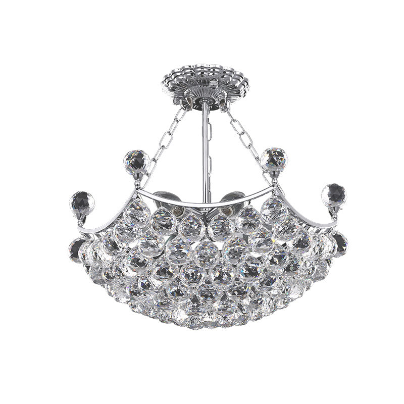 Chrome Dome Chandelier Light Contemporary 12 Lights Faceted Crystal Ball Ceiling Light for Dining Room Clearhalo 'Ceiling Lights' 'Chandeliers' 'Modern Chandeliers' 'Modern' Lighting' 221596