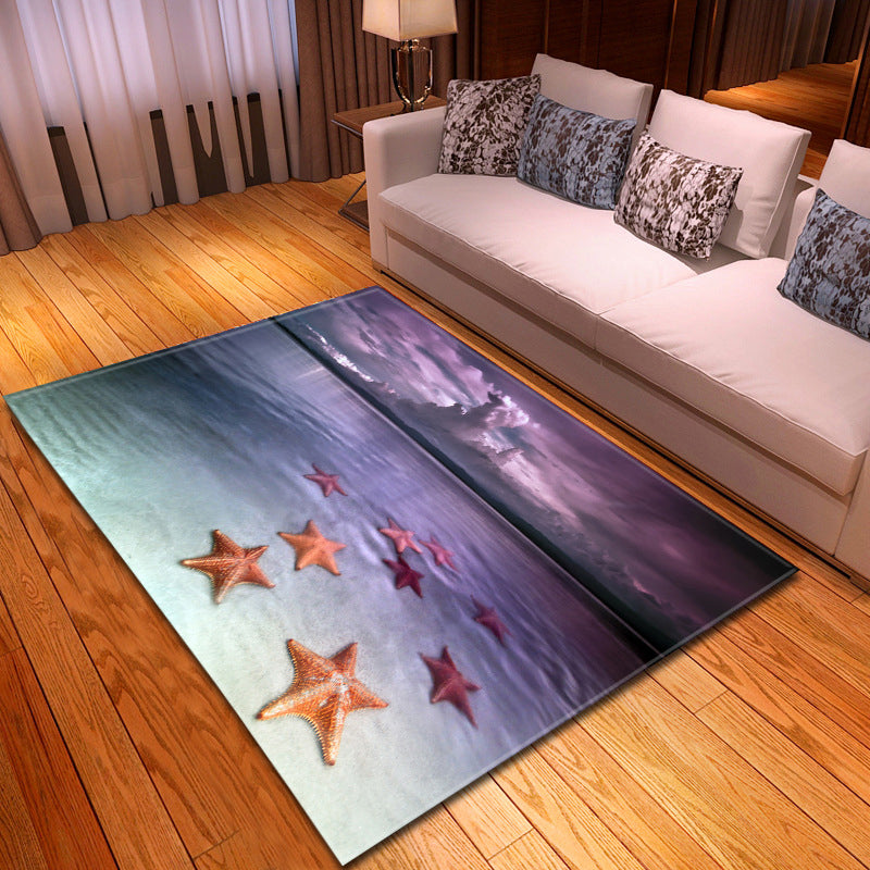 Multi Colored Beach Print Rug Polypropylene Trendy Area Carpet Non-Slip Backing Pet Friendly Rug for Parlor Gray-Green Clearhalo 'Area Rug' 'Rug' 2215960