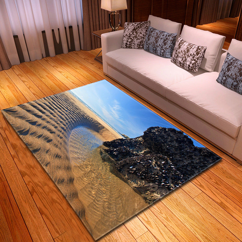 Multi Colored Beach Print Rug Polypropylene Trendy Area Carpet Non-Slip Backing Pet Friendly Rug for Parlor Tan Clearhalo 'Area Rug' 'Rug' 2215963