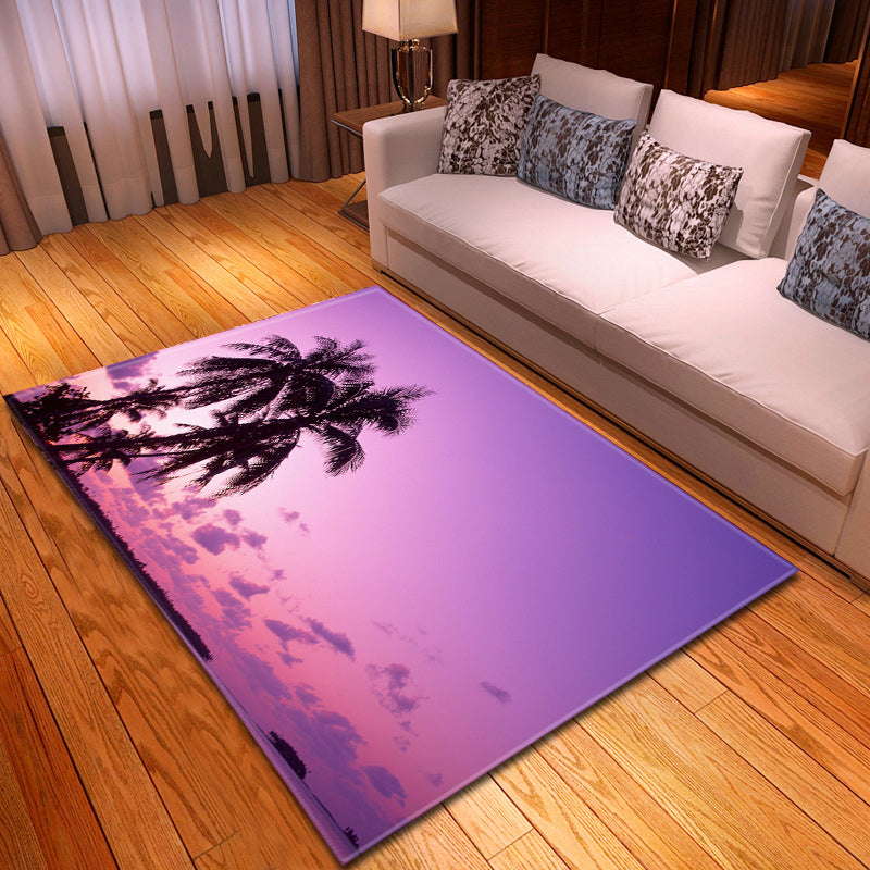 Multi Colored Beach Print Rug Polypropylene Trendy Area Carpet Non-Slip Backing Pet Friendly Rug for Parlor Purple Clearhalo 'Area Rug' 'Rug' 2215964