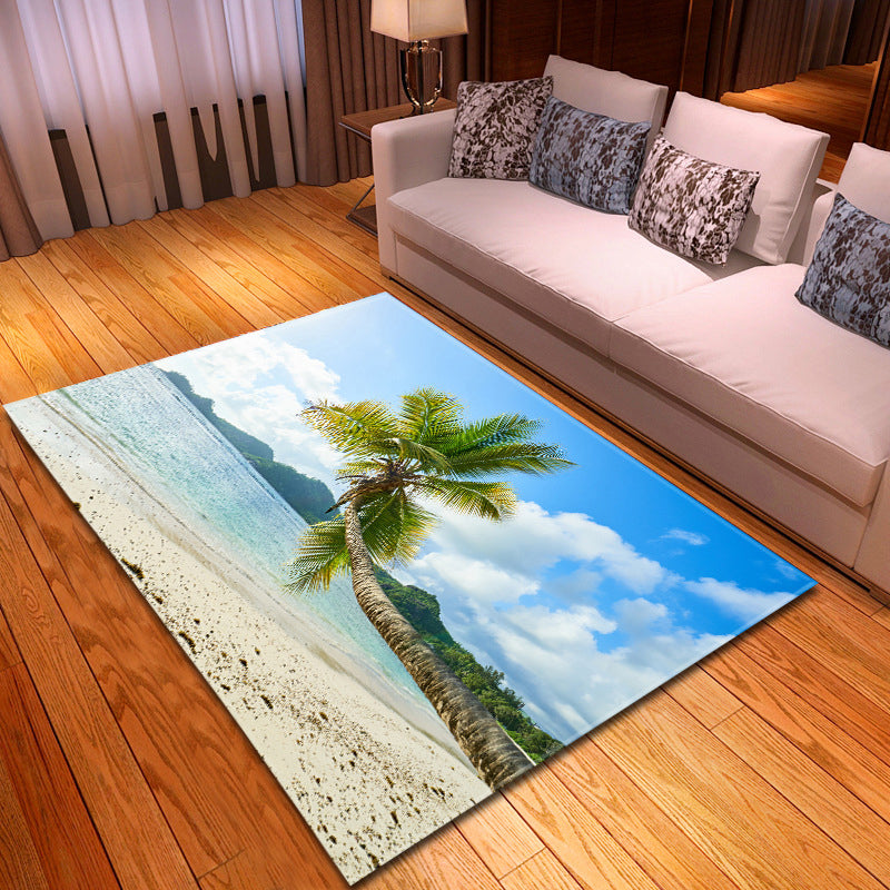 Multi Colored Beach Print Rug Polypropylene Trendy Area Carpet Non-Slip Backing Pet Friendly Rug for Parlor Clearhalo 'Area Rug' 'Rug' 2215965