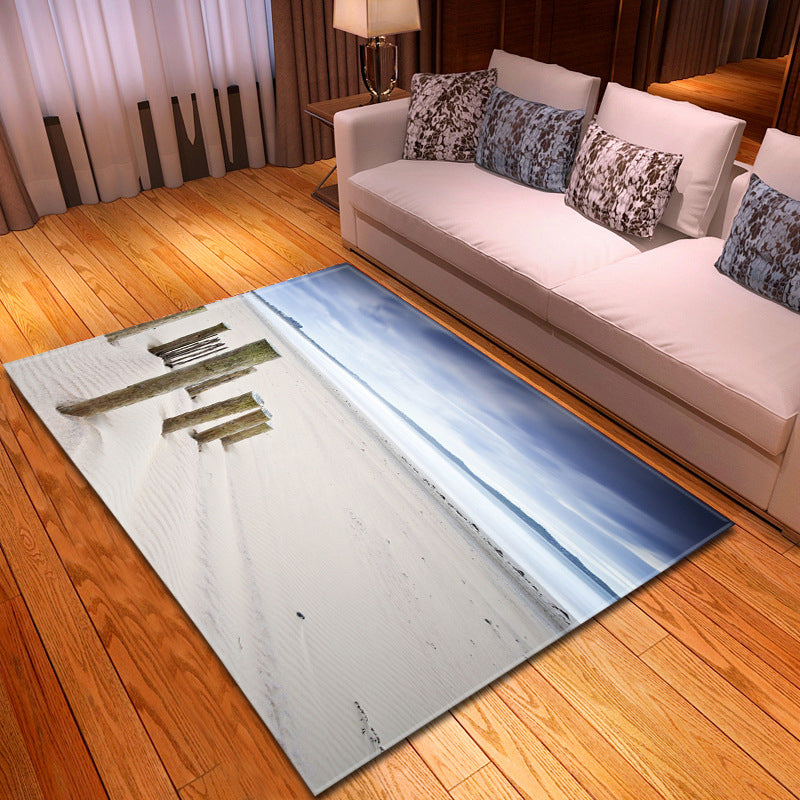 Multi Colored Beach Print Rug Polypropylene Trendy Area Carpet Non-Slip Backing Pet Friendly Rug for Parlor White Clearhalo 'Area Rug' 'Rug' 2215966
