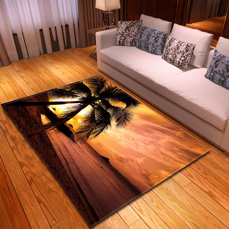 Multi Colored Beach Print Rug Polypropylene Trendy Area Carpet Non-Slip Backing Pet Friendly Rug for Parlor Clearhalo 'Area Rug' 'Rug' 2215969