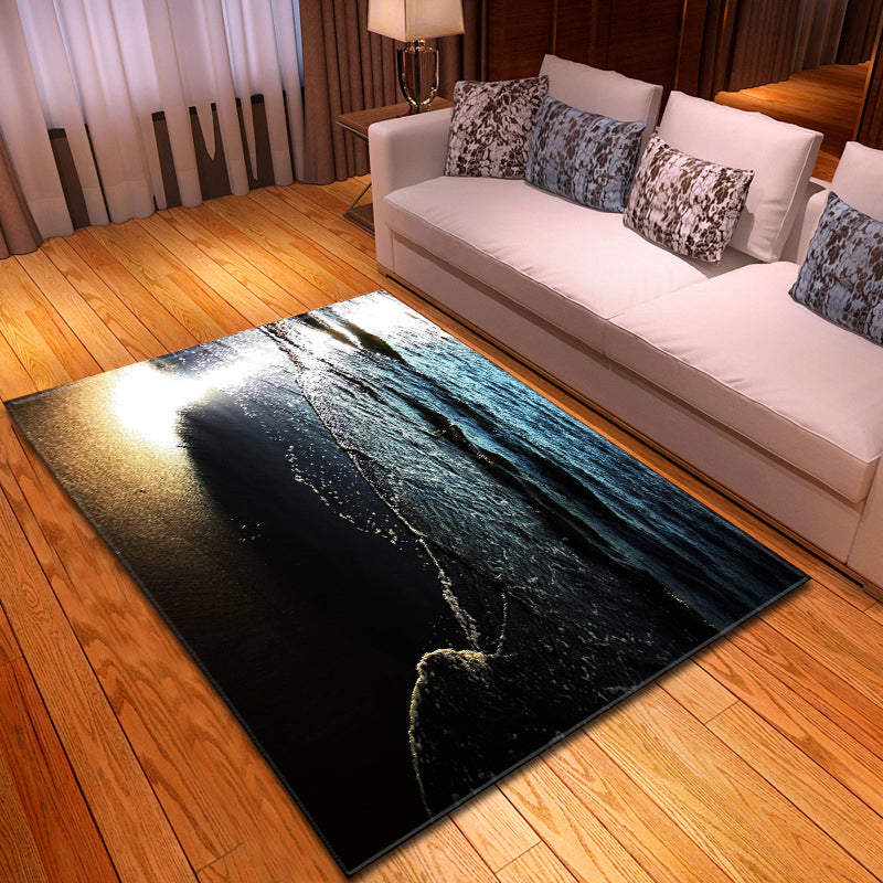 Multi Colored Beach Print Rug Polypropylene Trendy Area Carpet Non-Slip Backing Pet Friendly Rug for Parlor Navy Clearhalo 'Area Rug' 'Rug' 2215970