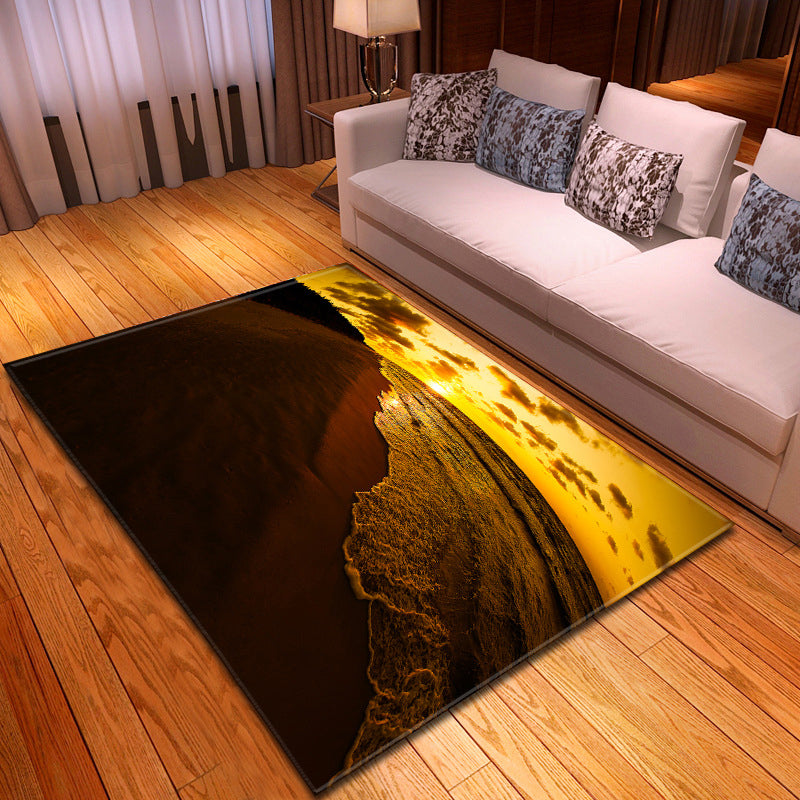 Multi Colored Beach Print Rug Polypropylene Trendy Area Carpet Non-Slip Backing Pet Friendly Rug for Parlor Yellow Clearhalo 'Area Rug' 'Rug' 2215973