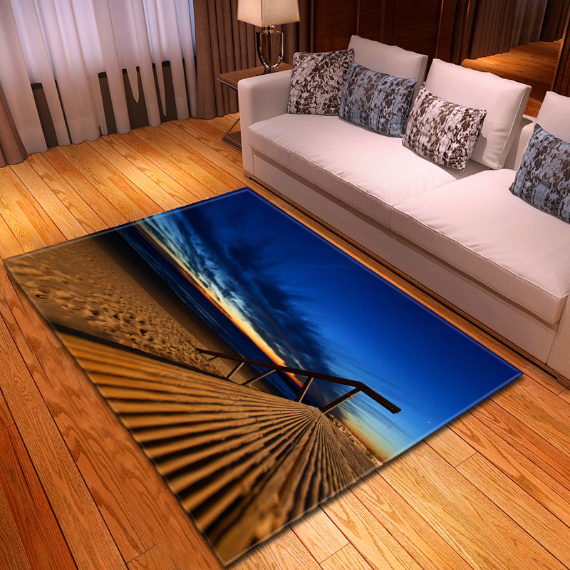 Multi Colored Beach Print Rug Polypropylene Trendy Area Carpet Non-Slip Backing Pet Friendly Rug for Parlor Clearhalo 'Area Rug' 'Rug' 2215975