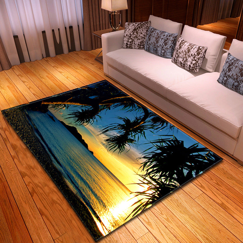 Multi Colored Beach Print Rug Polypropylene Trendy Area Carpet Non-Slip Backing Pet Friendly Rug for Parlor Clearhalo 'Area Rug' 'Rug' 2215976