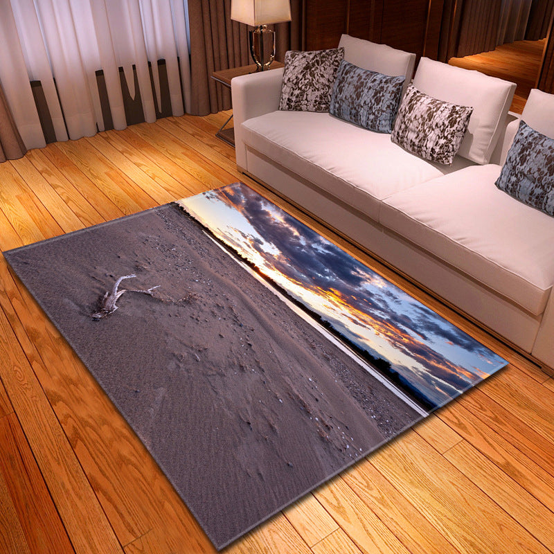 Multi Colored Beach Print Rug Polypropylene Trendy Area Carpet Non-Slip Backing Pet Friendly Rug for Parlor Clearhalo 'Area Rug' 'Rug' 2215977