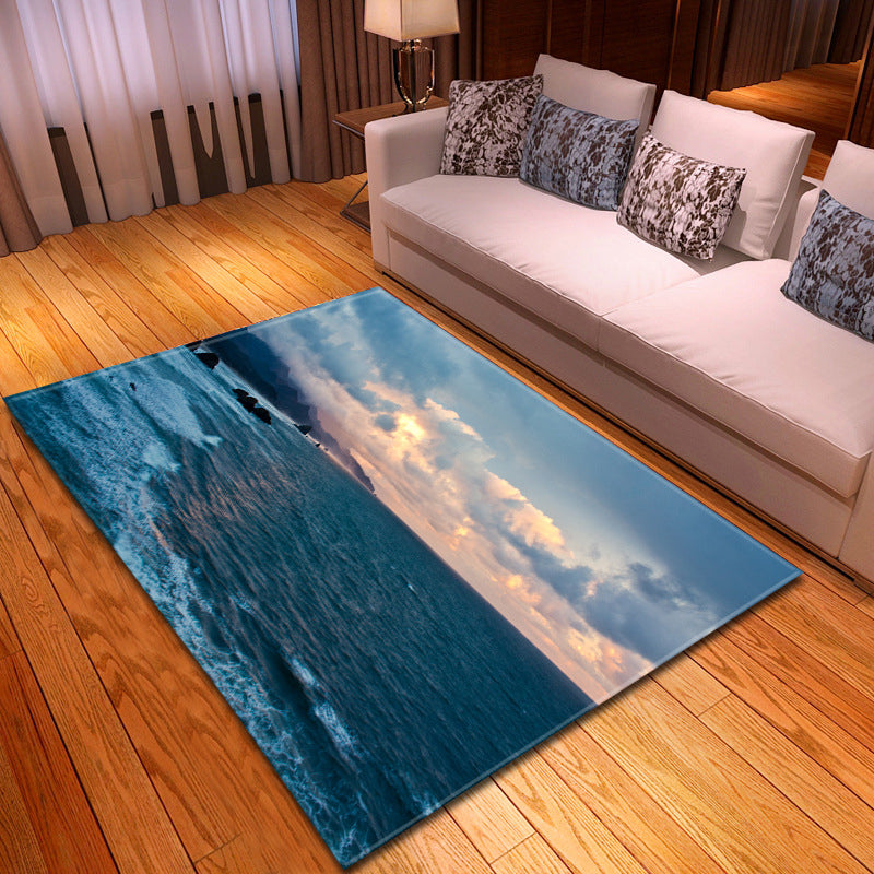 Multi Colored Beach Print Rug Polypropylene Trendy Area Carpet Non-Slip Backing Pet Friendly Rug for Parlor Dark Blue Clearhalo 'Area Rug' 'Rug' 2215978